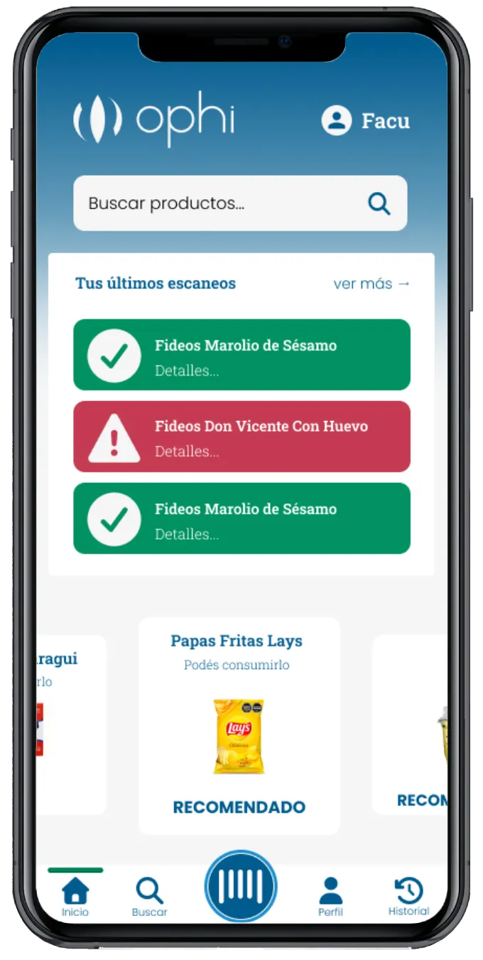 Pantalla de inicio de la aplicación