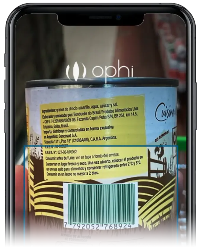 Pantalla de escaneo de la aplicación